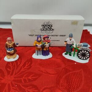 Dept 56 Heritage Village Collection "VIOLET VENDOR/CAROLERS/CHESTNUT VENDOR"